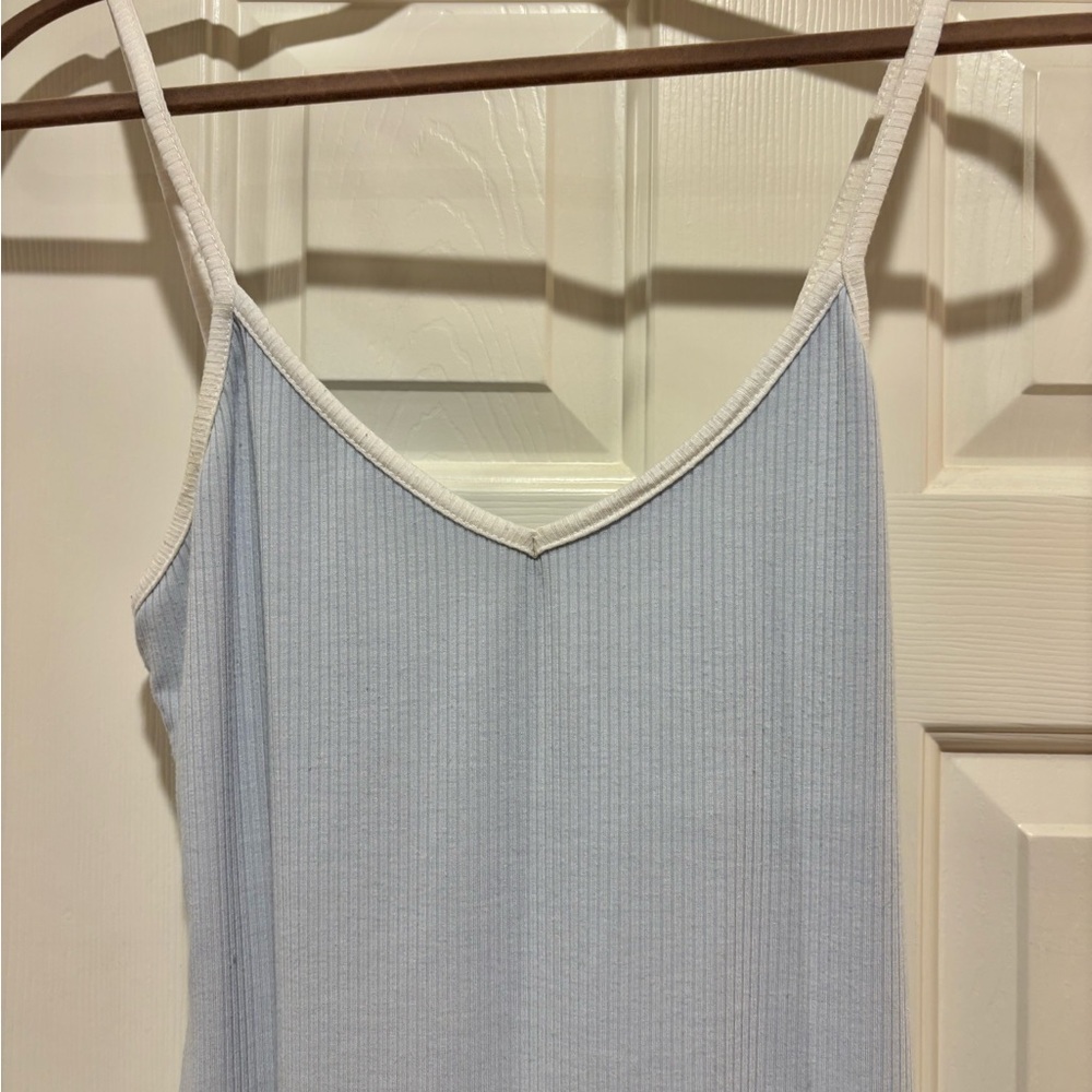 Cotton Ribbed Blue Tank Dress - Picture 2 of 5